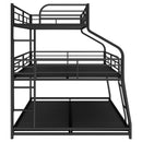 Twin Long / Full Long / Queen Triple Bunk Bed With Long And Short Ladder And Full-Length Guardrails - Black by HouseOfZazla