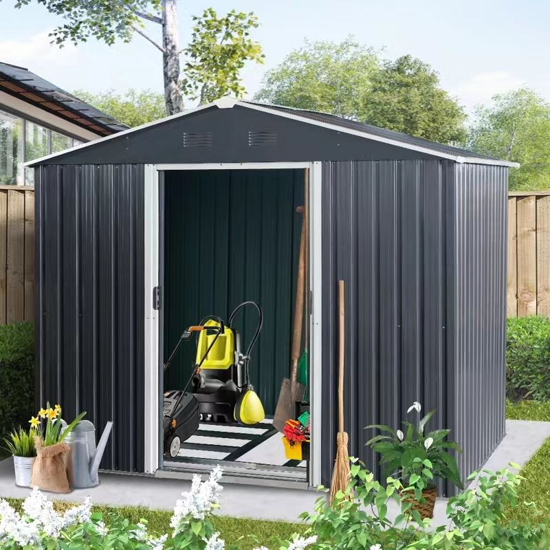 Outdoor Metal Storage Shed With Floor Base, photo 2 of 40