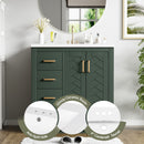 Ceramic Sink Combo, Freestanding Vanity Set With 3 Drawers & Soft Closing Doors by HouseOfZazla