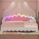 Extending Daybed With LED Lights, Modern Upholstered Princess Daybed With Crown Headboard by HouseOfZazla