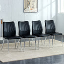 6 black dining chairs. Modern chairs from the Middle Ages. Made of PU material cushion and silver metal legs. Suitable for restaurants and living rooms