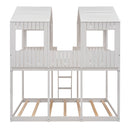 Bunk Bed With Roof, Window, Guardrail, Ladder