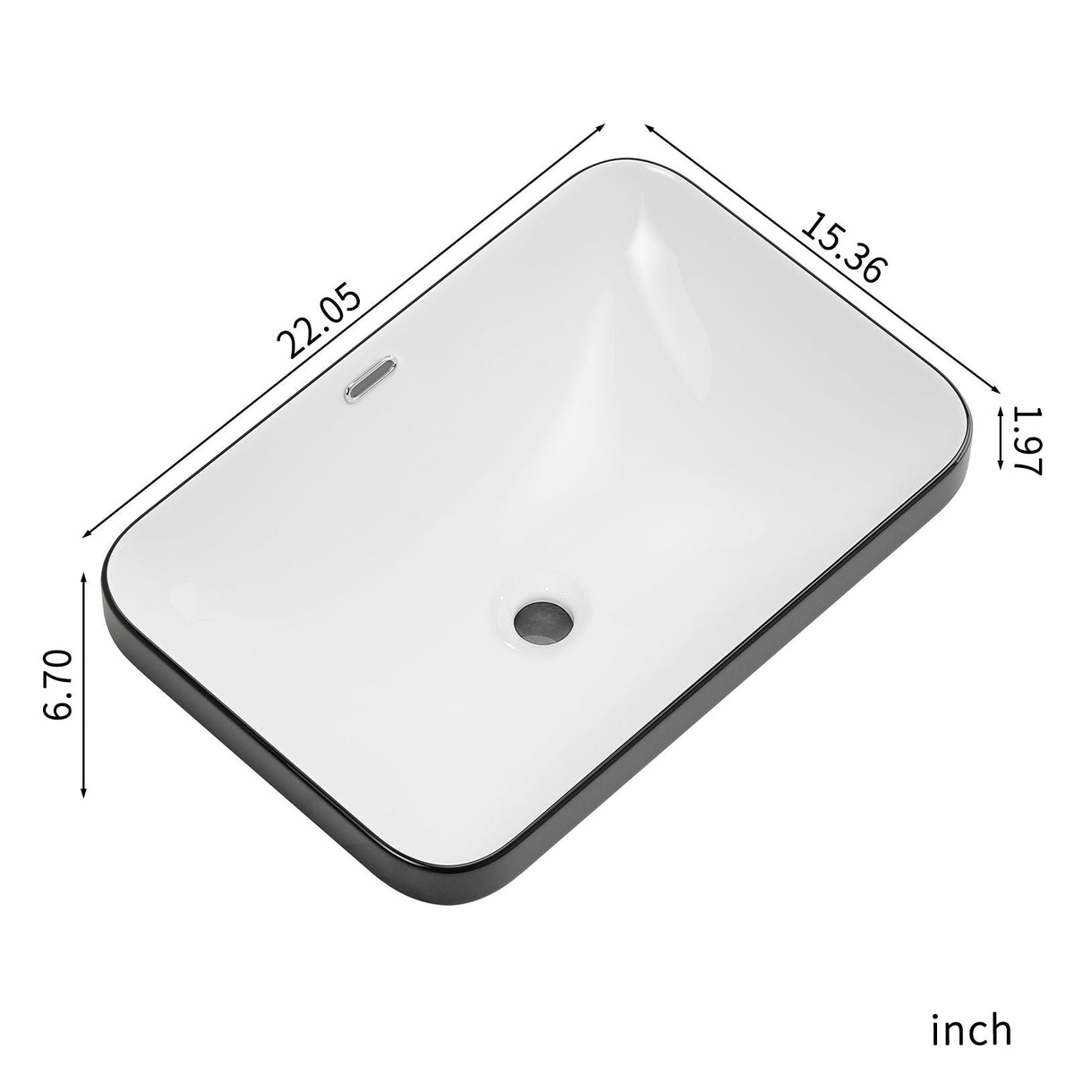 Undermount Bathroom Sink, Vessel Basin For Vanity Countertop - Black White, photo 3 of 10