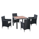 Outdoor Patio Wicker Dining Set With Acacia Wood Top by HouseOfZazla