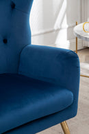 Sovarol - Velvet Button-Tufted Wing Back Accent Chair - Blue by HouseOfZazla
