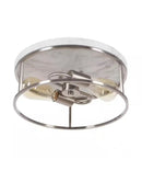 Alsy 13"W 2-Light Brushed Nickel with White Marbled Base Flush Mount Light Fixture by LampsUSA