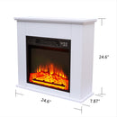 25 Inch 1400W Electric Fireplace Mantel Heater, Freestanding Space Stove with Remote Control & Realistic Flames