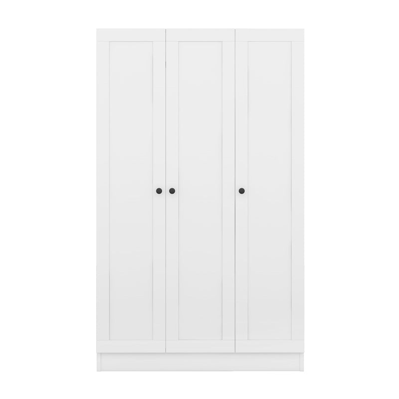 3-Door Shutter Wardrobe with shelves, White
