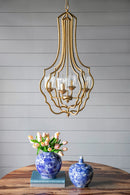 4 - Light Metal Chandelier, Hanging Light Fixture with Adjustable Chain for Kitchen Dining Room Foyer Entryway, Bulb Not Included