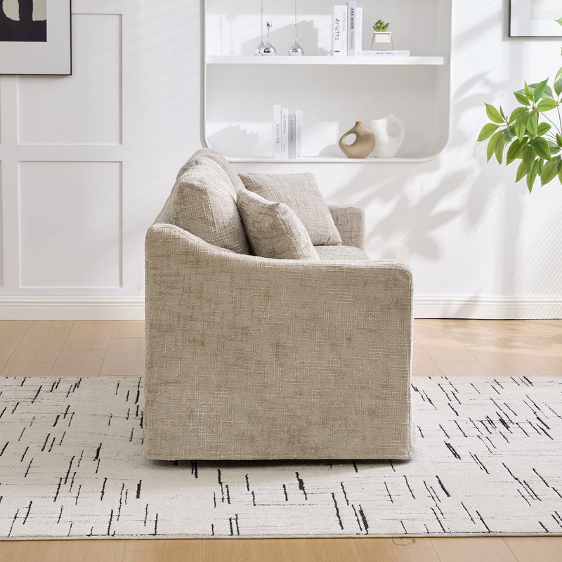 83.86" Wide Modern Casual Sofa in Wheat, photo 3 of 10