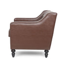 Contemporary Club Chair With Button Tufting And Birch Wood Legs