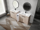 84 Inch Freestanding Bathroom Vanity with Ceramic Sink and Storage Cabinets