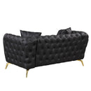 65.5" Modern Sofa Couch PU Upholstered Loveseat Sofa with Sturdy Metal Legs, Button Tufted Back for Living Room, Apartment, Home Office, Black