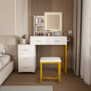 Elegant Makeup Vanity With Led Lights & Power Outlet - White by HouseOfZazla