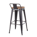 Oregon - Industrial Low Back Barstool (Set of 2) - Black by HouseOfZazla