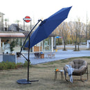 10ft Solar LED Offset Hanging Market Patio Umbrella - Navy Blue