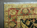 8' X 9' Handmade Pakistan Wool Cotton Rug Peshawar Black Floral Nice