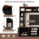 Wall Unit Entertainment Center With Bookshelves For TVs Up To 80", Tempered Glass Doors And Adjustable Shelves