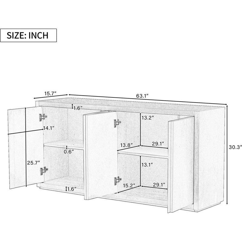Distinctive Features of a Four-Door Cabinet Sideboard with Ash Veneer suitable for Hallway, Entryway, Living Room