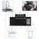 6 Burner 85, 000 Btu Outdoor Kitchen Island Grill With Wine Cooler Refrigerator, Rotisserie Kit, Granite Countertops & Sink - Black by HouseOfZazla