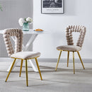 Modern Chair With Iron Tube Legs, Soft Cushions And Comfortable Backrest, Suitable For Dining Room, Living Room, Cafe, Hairball Back by Unique Piece Furniture