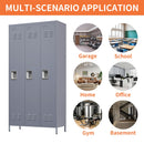 3 Door Lockers With Lock For Home, Gym, Office, School, And Garage - Gray by HouseOfZazla