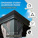 10' x 12' Hardtop Gazebo Outdoor Metal Gazebo with Galvanized Steel Double Roof Canopy, Aluminum Frame, Curtains and by HouseOfZazla