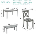 6 Pieces Kitchen Dining Set, Rectangular Wooden Dining Table With 4 Chairs And A Bench by Unique Piece Furniture