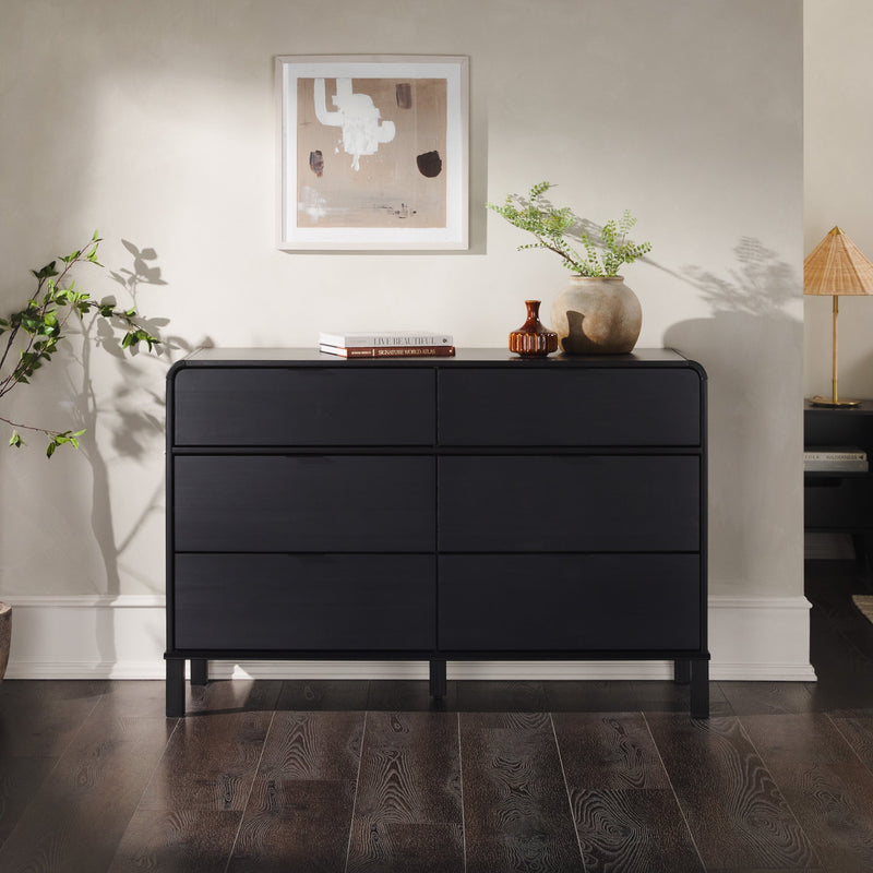 Elias 6-Drawer Contemporary Dresser with Curved Top