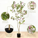 Artificial Bougainvillea Tree With Pot, Realistic Faux Flowering Plant Leaves And Blooms, Decor For Home Office - Green Leaves / Pink by HouseOfZazla