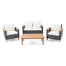 Isla Transitional Chat Set With Water Resistant Cushions - Teak