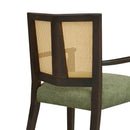 Mid Century Modern Arm Dining Chair Set With Rattan Backrest by HouseOfZazla