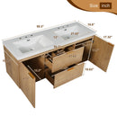 Double Sink Bathroom Vanity Soft Close Doors, Divided Drawers, Wall Mounted - Wood by HouseOfZazla