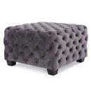 Modern Glam Ottoman With Upholstery And Button Tufted Design