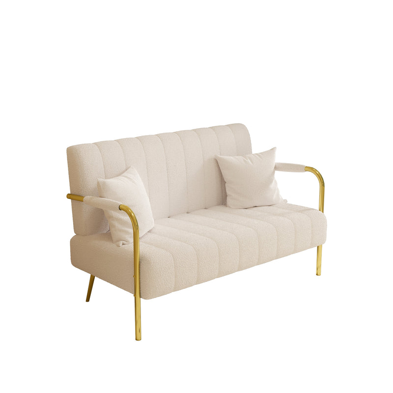 59 inch beige sofa teddy fleece