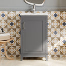 Modern Small Bathroom Vanity Cabinet With Ceramic Basin, Ample Storage, 1 Soft Close Door by Unique Piece Furniture
