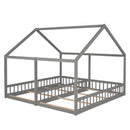 House Platform Beds, 2 Shared Beds, Metal Frame With Guardrails