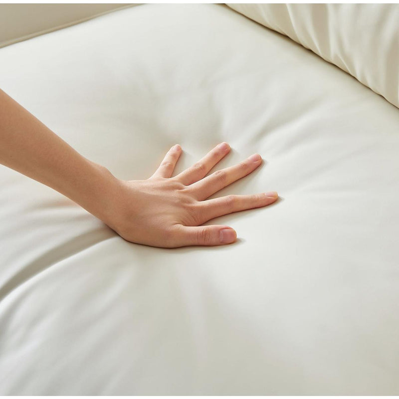 75.6" Pets friendly Leather Rolled Arm Upholstered Loveseat 2-seater Couch with Removable Back Cushion, Modern Couches for Small Spaces Living Room, Bedroom, Apartment, Beige White