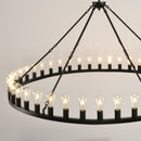 64 Inch Matte Black Wagon Wheel Chandelier With 30 Lights