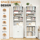 Bookcase Tall 5-Tier Adjustable Storage Shelf With Door Deep - White