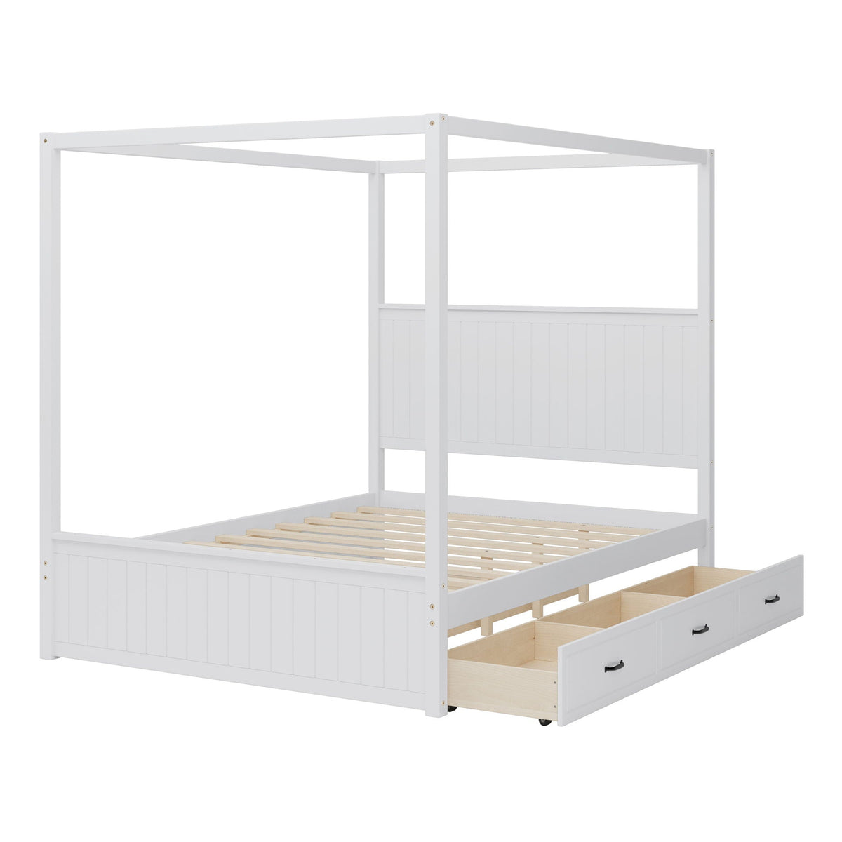 Canopy Platform Bed With Trundle And 3 Storage Drawers, photo 3 of 13