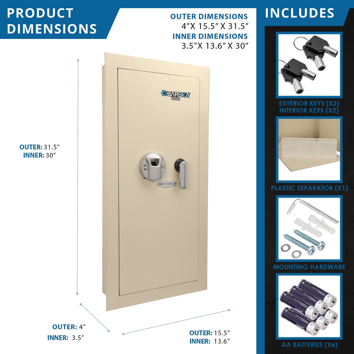 Durable Biometric Wall Safe, photo 6 of 23