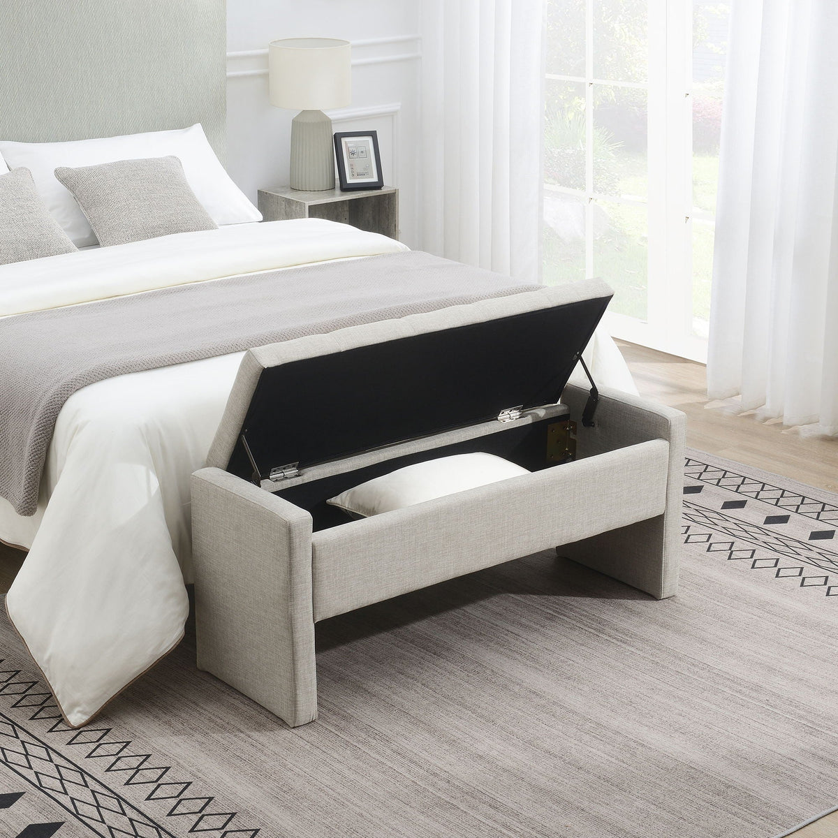 Modern Upholstered Large Bed End Bench With Storage, photo 6 of 20