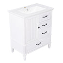 30" Bathroom Vanity With Sink, 3 Drawers, Adjustable Feet by HouseOfZazla