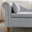 Chaise Lounge Indoor, Lounge Chair For Bedroom With Storage & Pillow, Modern Upholstered Rolled Arm Chase Lounge For Sleeping With Nailhead Trim For Living Room Bedroom Office by HouseOfZazla