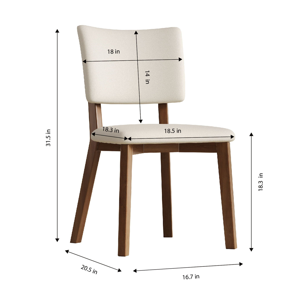 Dining Chair (Set of 2) - White / Deep Walnut, photo 2 of 11