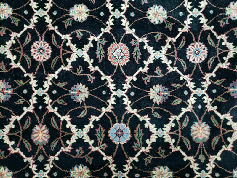 6' X 9' Handmade India Floral Oriental Wool Rug Carpet Hand Knotted Nice Black