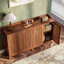 Sideboard Buffet Cabinet With 4 Doors & Shelves, Credenza Table For Dining Room - Brown by HouseOfZazla
