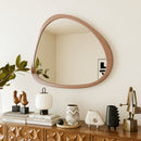 Asymmetrical Wall Mirror Wooden Framed Mirror Large Sized Dressing Mirror, For Living Room, Bedroom, Bathroom, Hallway Or Entry Way - Natural Wood by HouseOfZazla