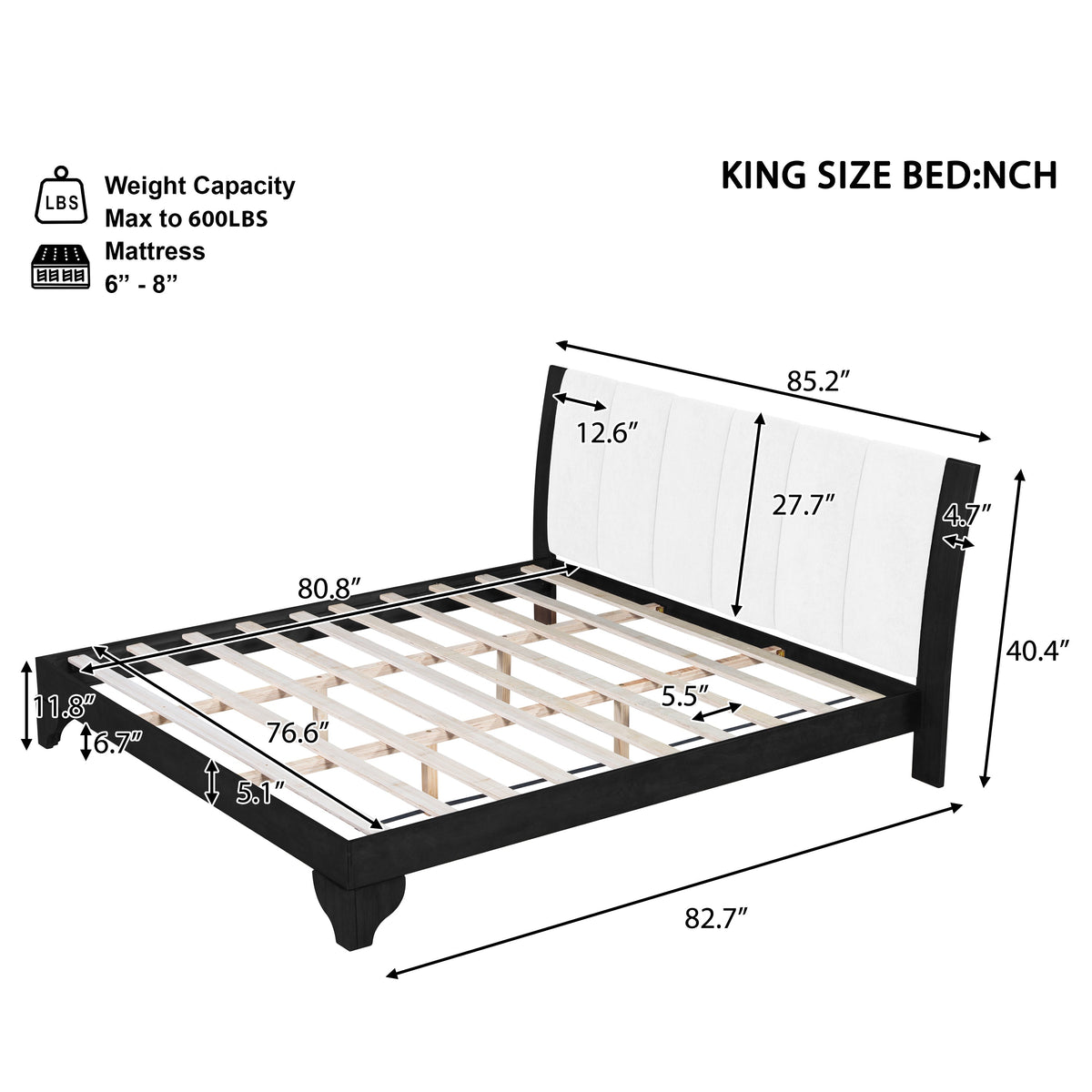 King Size Bed Frame Black and White, photo 2 of 10